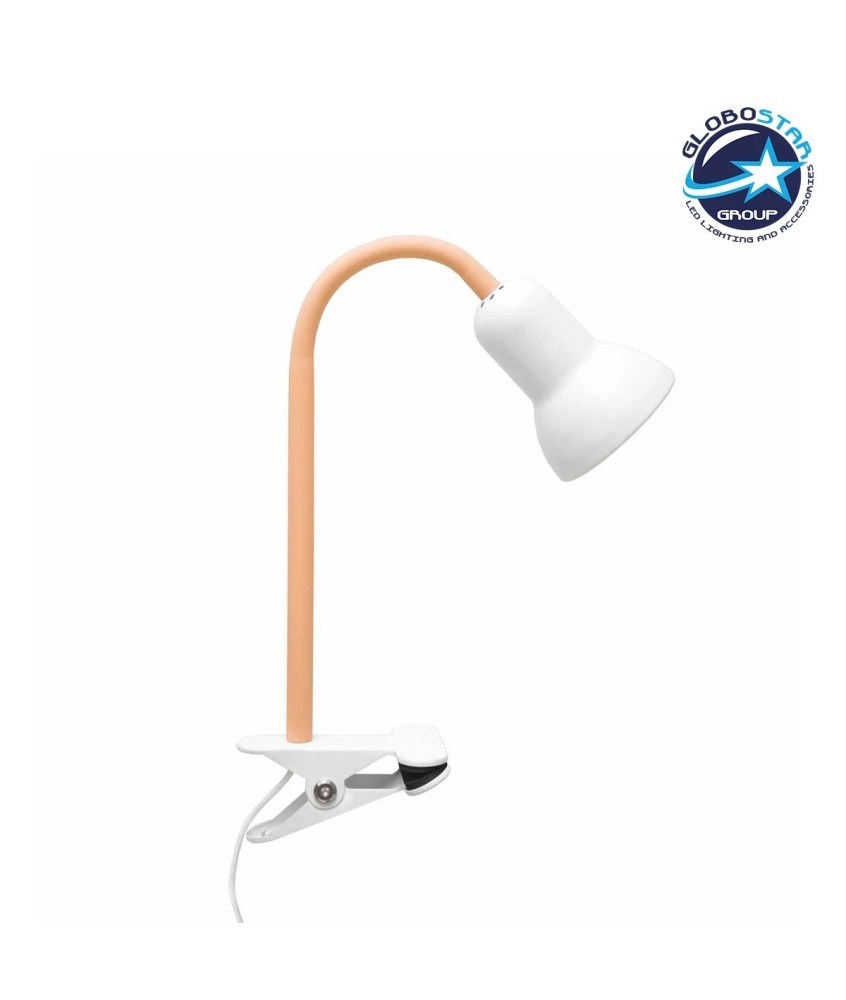GLOBOSTAR® TAVOLO 204-0151 Παιδικό Επιτραπέζιο Φωτιστικό Πορτατίφ με Ντουί 1 x E14 AC 220-240V IP20 - Πορτοκαλί & Λευκό - Μ11 x Π9 x Υ35cm